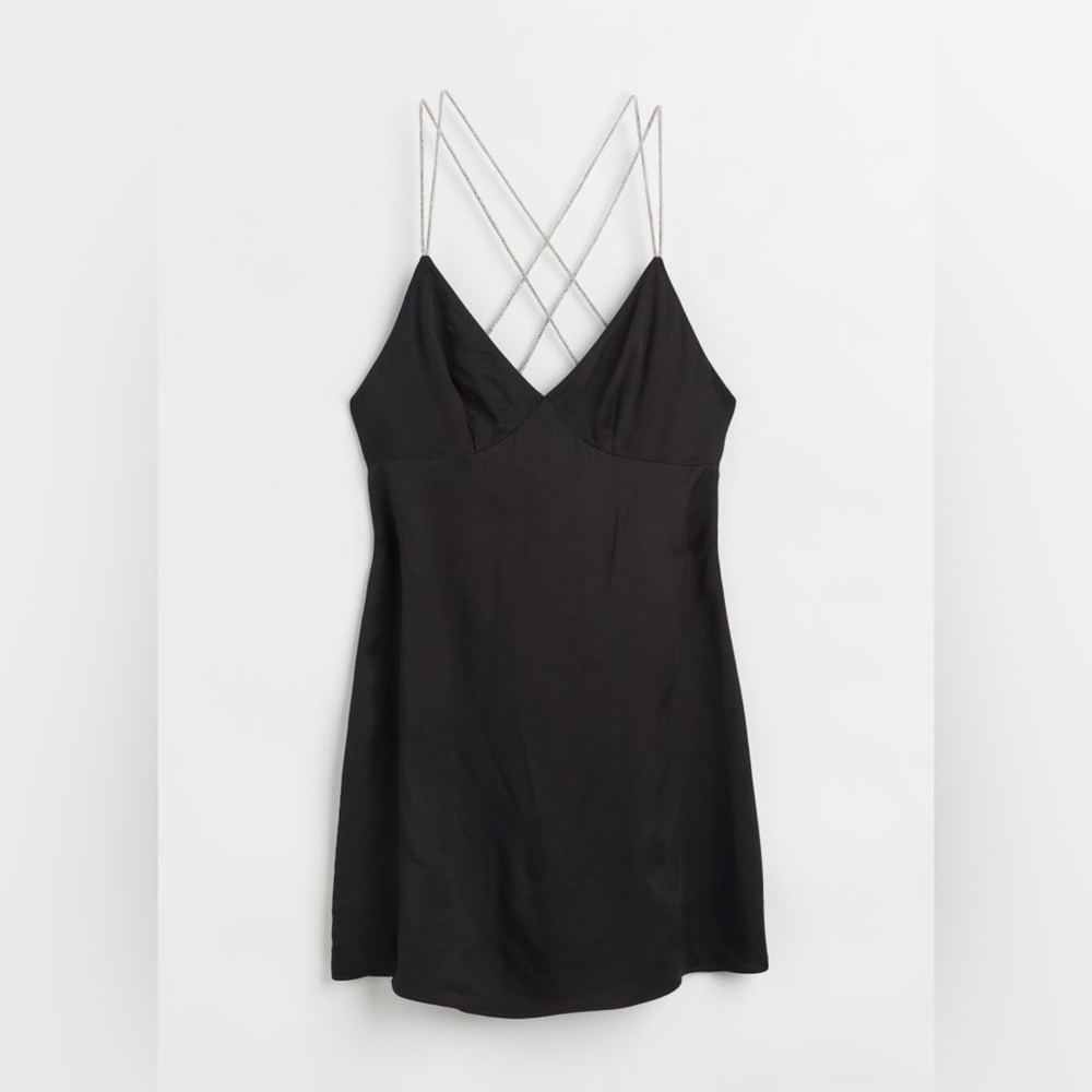 💎 H&M Rhinestone Strap Satin Dress NWT